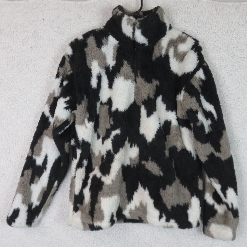 Womens Eddie Bauer Camo Southwest Fleece Jacket Size S Fuzzy Blanket Multicolor